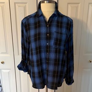 Blue and Black Plaid women’s Shirt